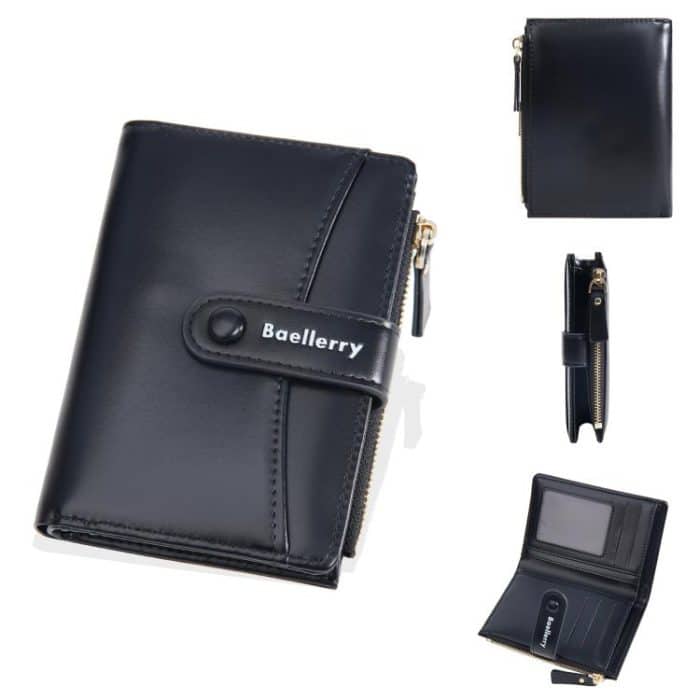 TBD0605844101A.jpg Baellerry N3256 Damen-Kurzbrieftasche, einfaches, zweifach faltbares Münzfach mit Reißverschluss, weiche Lederschnalle, Geldklammer – Bild 1
