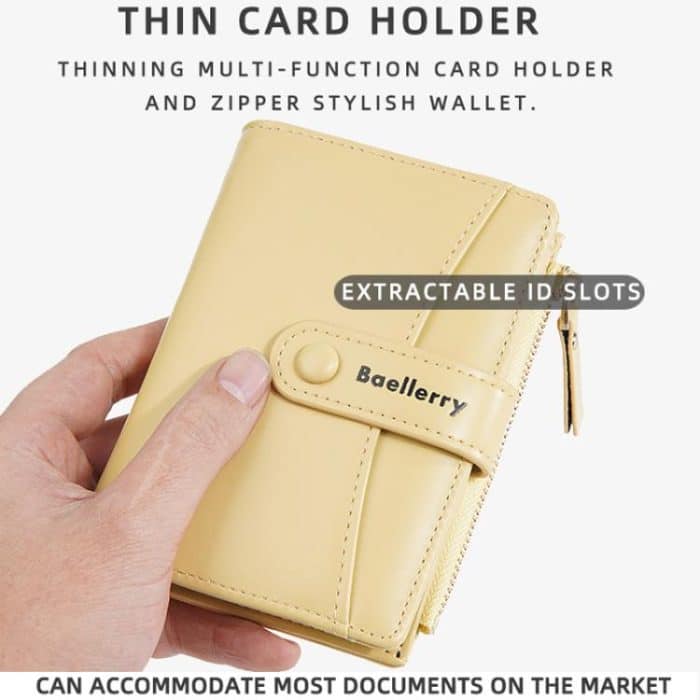 Baellerry N3256 Damen-Kurzbrieftasche, einfaches, zweifach faltbares Münzfach mit Reißverschluss, weiche Lederschnalle, Geldklammer – Bild 5