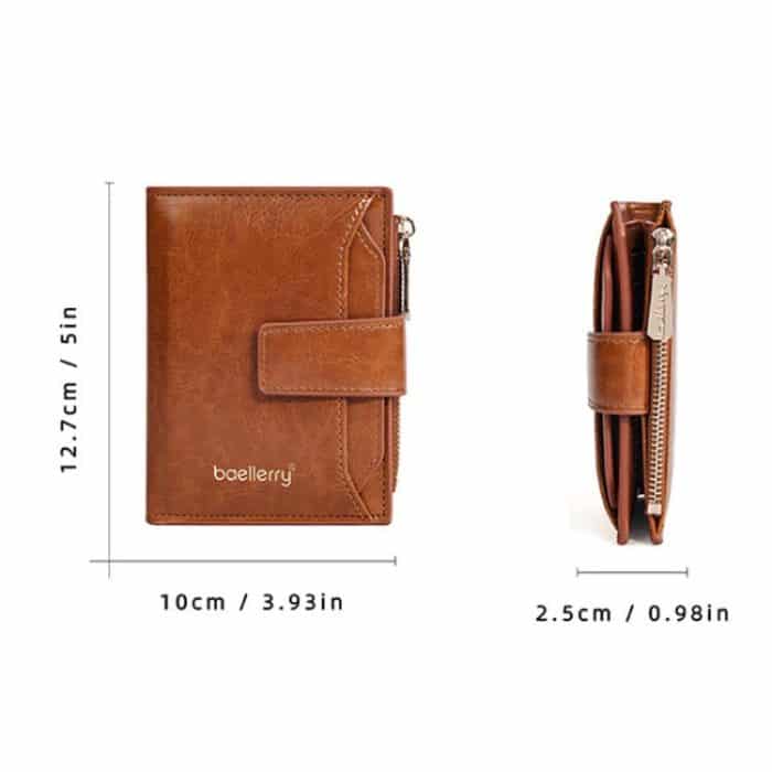 Baellerry N5122 Damen-Kurzgeldbörse, geöltes gewachstes Leder, Reißverschluss, Münzbörse – Bild 3