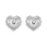 S925 Sterling Silber Platinierte Herz Zirkon Ohrringe