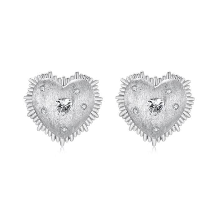 S925 Sterling Silber Platinierte Herz Zirkon Ohrringe – Bild 1