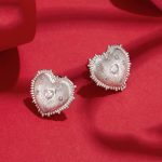 S925 Sterling Silber Platinierte Herz Zirkon Ohrringe – Bild 2