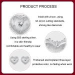 S925 Sterling Silber Platinierte Herz Zirkon Ohrringe – Bild 4