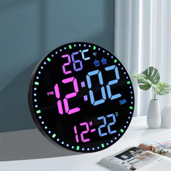 Wifi App Control LED Digital Wall Clock With RGB Light Multi-Functional Alarm Clock – Bild 1