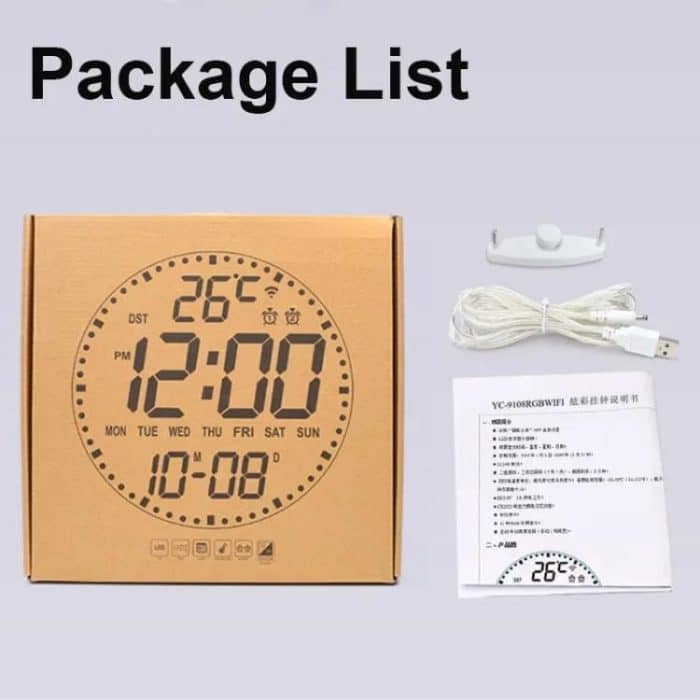 Wifi App Control LED Digital Wall Clock With RGB Light Multi-Functional Alarm Clock – Bild 14