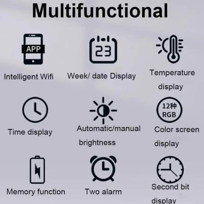 Wifi App Control LED Digital Wall Clock With RGB Light Multi-Functional Alarm Clock – Bild 4