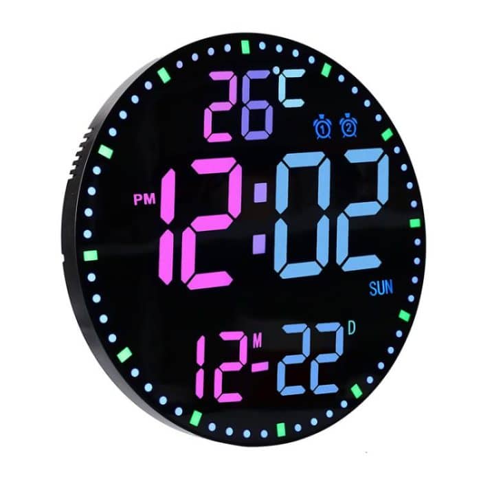 11.6-Inch RGB Wall Clock With Remote Control Multi-Functional Alarm Clock, White+Black, White+Cloth, Black+Black, Black+Cloth, Bamboo+Bamboo, Bamboo+Black, Bamboo+Cloth – Bild 2