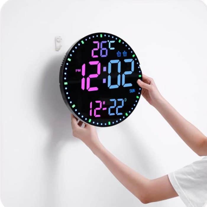 11.6-Inch RGB Wall Clock With Remote Control Multi-Functional Alarm Clock, White+Black, White+Cloth, Black+Black, Black+Cloth, Bamboo+Bamboo, Bamboo+Black, Bamboo+Cloth – Bild 12