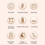 11.6-Inch RGB Wall Clock With Remote Control Multi-Functional Alarm Clock, White+Black, White+Cloth, Black+Black, Black+Cloth, Bamboo+Bamboo, Bamboo+Black, Bamboo+Cloth – Bild 3