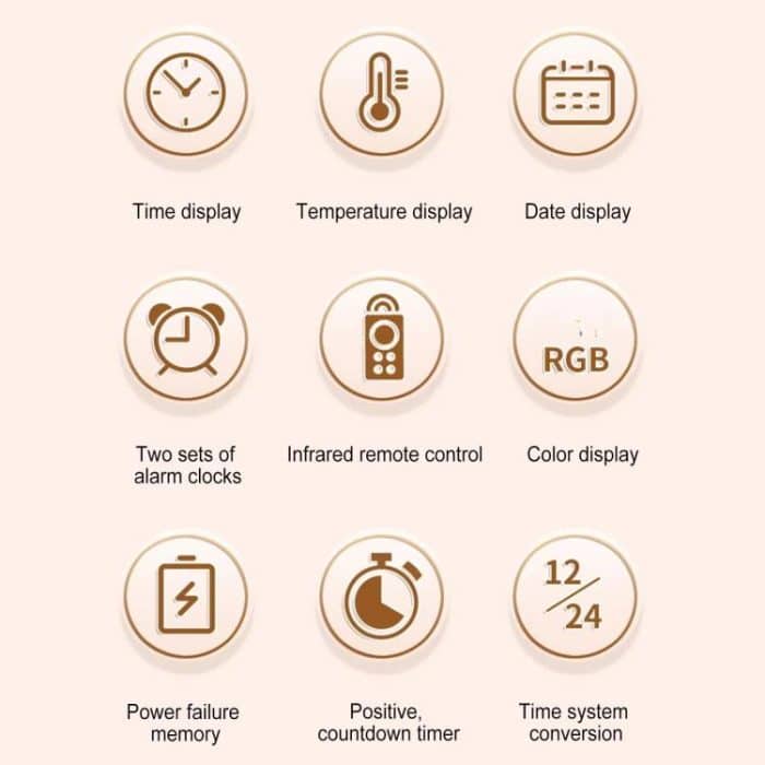 11.6-Inch RGB Wall Clock With Remote Control Multi-Functional Alarm Clock, White+Black, White+Cloth, Black+Black, Black+Cloth, Bamboo+Bamboo, Bamboo+Black, Bamboo+Cloth – Bild 3