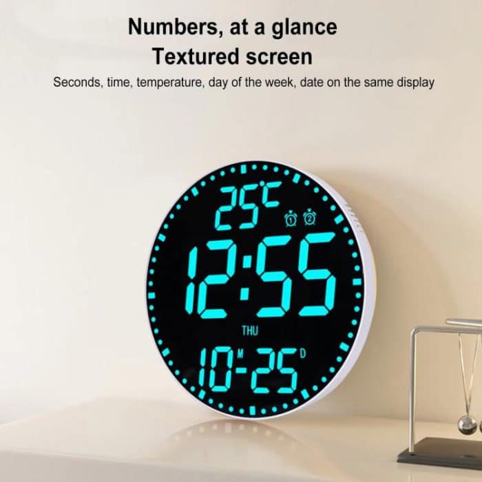 11.6-Inch RGB Wall Clock With Remote Control Multi-Functional Alarm Clock, White+Black, White+Cloth, Black+Black, Black+Cloth, Bamboo+Bamboo, Bamboo+Black, Bamboo+Cloth – Bild 4