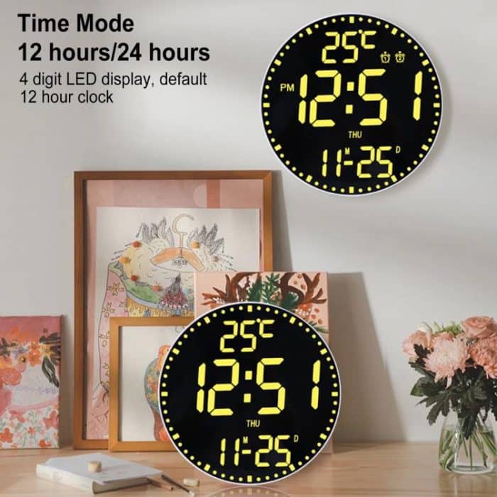 11.6-Inch RGB Wall Clock With Remote Control Multi-Functional Alarm Clock, White+Black, White+Cloth, Black+Black, Black+Cloth, Bamboo+Bamboo, Bamboo+Black, Bamboo+Cloth – Bild 5