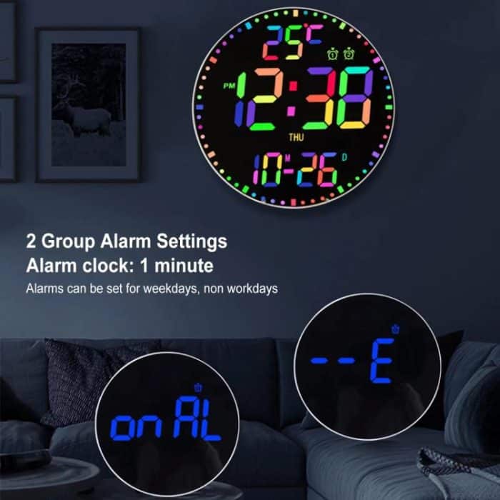11.6-Inch RGB Wall Clock With Remote Control Multi-Functional Alarm Clock, White+Black, White+Cloth, Black+Black, Black+Cloth, Bamboo+Bamboo, Bamboo+Black, Bamboo+Cloth – Bild 6