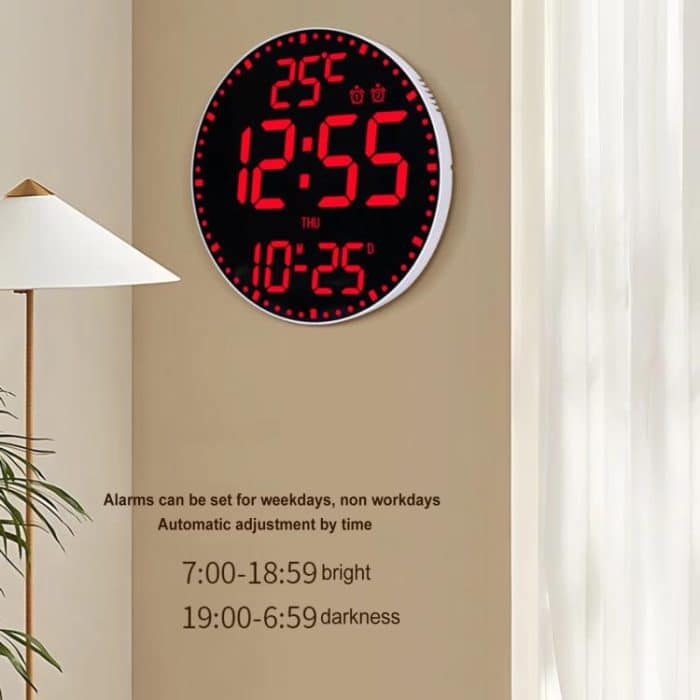 11.6-Inch RGB Wall Clock With Remote Control Multi-Functional Alarm Clock, White+Black, White+Cloth, Black+Black, Black+Cloth, Bamboo+Bamboo, Bamboo+Black, Bamboo+Cloth – Bild 7