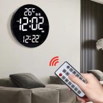 11.6-Inch White Light Wall Clock With Remote Control Multi-Functional Alarm Clock, Black+Black, Black+Cloth, White+Black, White+Cloth, Bamboo+Black, Bamboo+Bamboo, Bamboo+Cloth