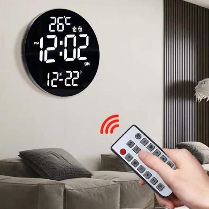 11.6-Inch White Light Wall Clock With Remote Control Multi-Functional Alarm Clock, Black+Black, Black+Cloth, White+Black, White+Cloth, Bamboo+Black, Bamboo+Bamboo, Bamboo+Cloth – Bild 1