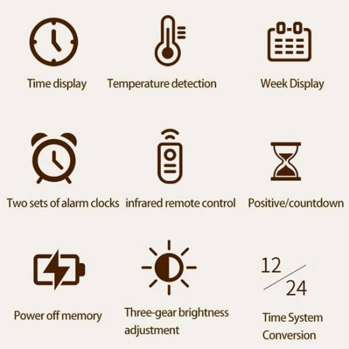 11.6-Inch White Light Wall Clock With Remote Control Multi-Functional Alarm Clock, Black+Black, Black+Cloth, White+Black, White+Cloth, Bamboo+Black, Bamboo+Bamboo, Bamboo+Cloth – Bild 3