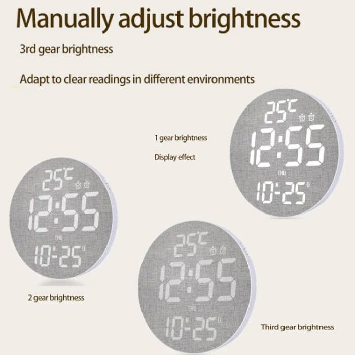 11.6-Inch White Light Wall Clock With Remote Control Multi-Functional Alarm Clock, Black+Black, Black+Cloth, White+Black, White+Cloth, Bamboo+Black, Bamboo+Bamboo, Bamboo+Cloth – Bild 6