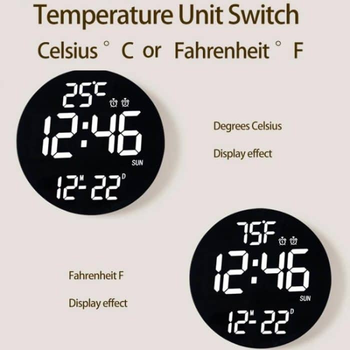 11.6-Inch White Light Wall Clock With Remote Control Multi-Functional Alarm Clock, Black+Black, Black+Cloth, White+Black, White+Cloth, Bamboo+Black, Bamboo+Bamboo, Bamboo+Cloth – Bild 7
