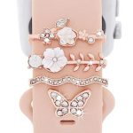 4pcs / Set 22mm Width Smart Watch Silicone Band Decorative Ring Metal Accessories