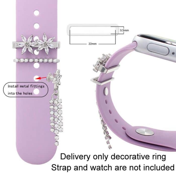 3pcs / Set 22mm Width Smart Watch Silicone Band Decorative Ring Metal Accessories, 1, 2, 3, 4, 5, 6 – Bild 3
