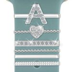 6pcs / Set Smart Watch Silicone Band Decorative Ring Metal Accessories, A, B, C, D, E, F, G, H, I, J, K, L, M, N, O, P, Q, R, S, T, U, V, W, X, Y, Z