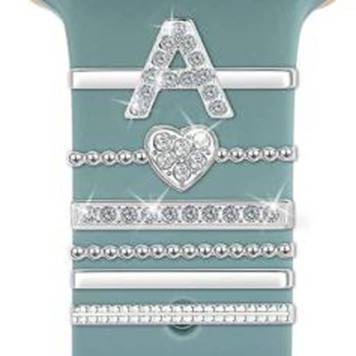 TBD0605869001A.jpg 6pcs / Set Smart Watch Silicone Band Decorative Ring Metal Accessories, A, B, C, D, E, F, G, H, I, J, K, L, M, N, O, P, Q, R, S, T, U, V, W, X, Y, Z – Bild 1