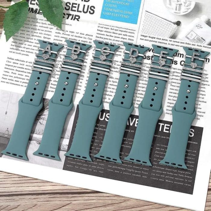 6pcs / Set Smart Watch Silicone Band Decorative Ring Metal Accessories, A, B, C, D, E, F, G, H, I, J, K, L, M, N, O, P, Q, R, S, T, U, V, W, X, Y, Z – Bild 2