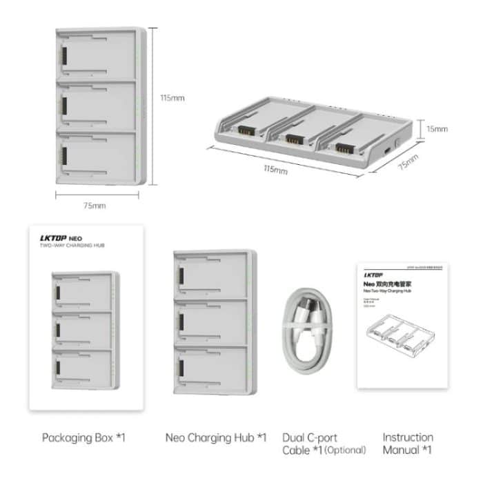 For DJI Neo Battery LKTOP Three-Way Charger 65W Fast Charging Hub – Bild 8