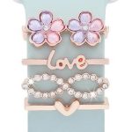 4pcs / Set 22mm Width Smart Watch Silicone Band Decorative Ring Metal Accessories