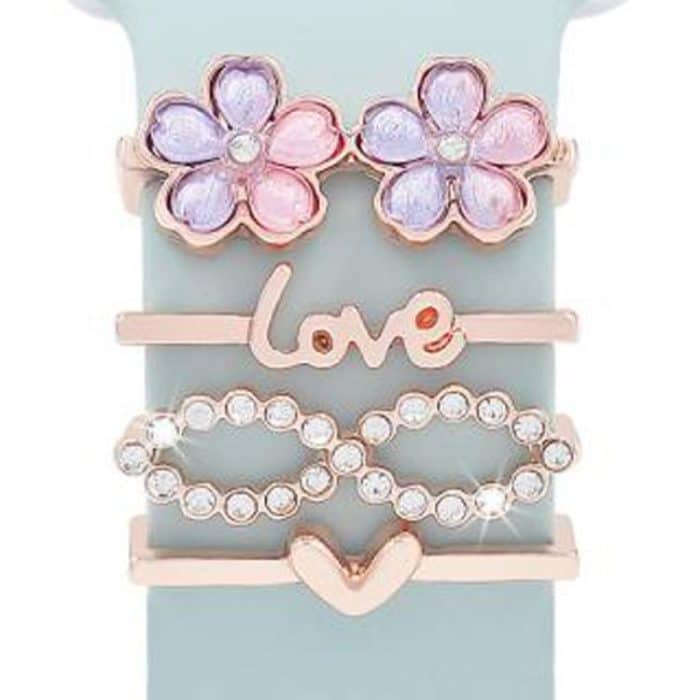 4pcs / Set 22mm Width Smart Watch Silicone Band Decorative Ring Metal Accessories – Bild 1