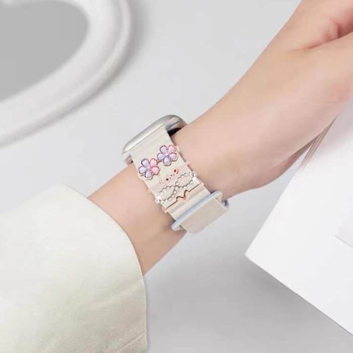 4pcs / Set 22mm Width Smart Watch Silicone Band Decorative Ring Metal Accessories – Bild 6