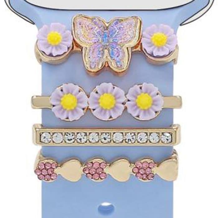 TBD0605869701.jpg 4pcs / Set 22mm Width Smart Watch Butterfly Flower Band Decorative Ring Metal Accessories, 1, 2, 3, 4 – Bild 1