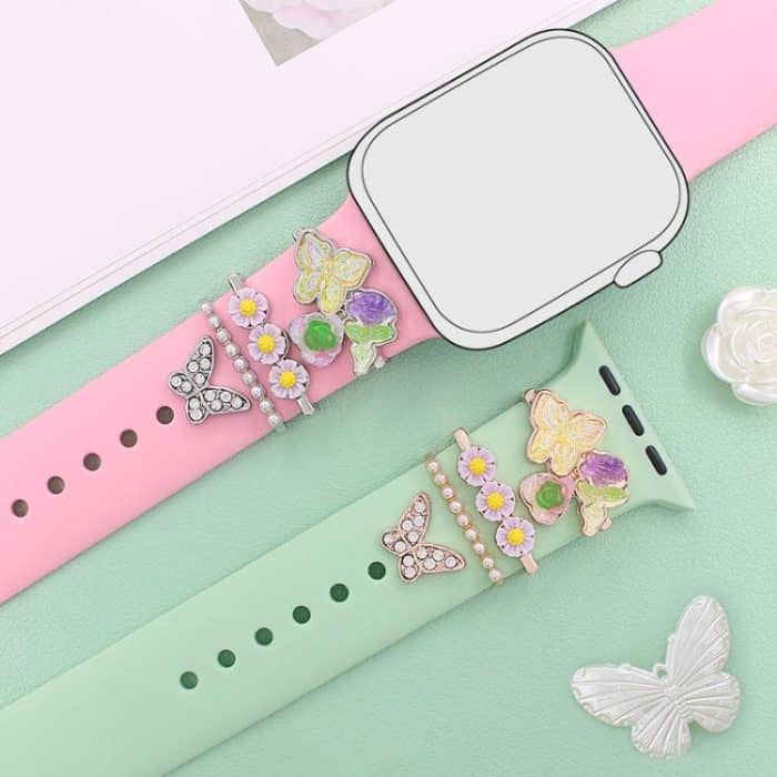4pcs / Set 22mm Width Smart Watch Butterfly Flower Band Decorative Ring Metal Accessories, 1, 2, 3, 4 – Bild 5