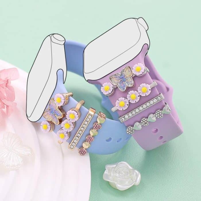 4pcs / Set 22mm Width Smart Watch Butterfly Flower Band Decorative Ring Metal Accessories, 1, 2, 3, 4 – Bild 6