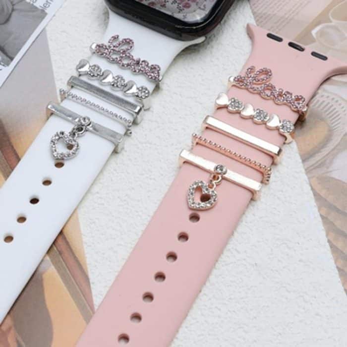 5pcs / Set 21mm Width Smart Watch Band LOVE Letter Decorative Ring Metal Accessories – Bild 4