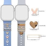 22mm Width Smart Watch Silicone Band Decorative Ring Metal Accessories, Elephant Rose Gold, Elephant Silver, Love Heart Leopard Silver, Love Heart Rose Gold, Butterfly Gold, LOVE Gold, LOVE Silver, Dog Paw Silver, Dog Paw Rose Gold – Bild 3