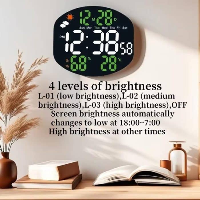 Digital Wall Clock Weather Station Forecast TEMP Humidity 2 Alarm Table Clock With Remote Control – Bild 4