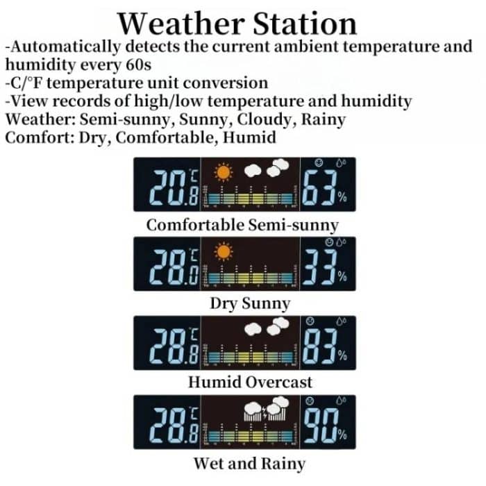 Digital Wall Clock Weather Station Forecast TEMP Humidity 2 Alarm Table Clock With Remote Control – Bild 6