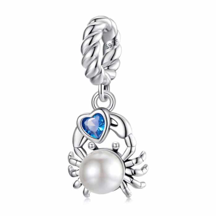 S925 Sterling Silver Cute Crab Jewelry Pendant Animal Beads – Bild 1
