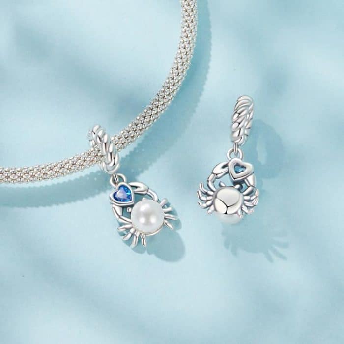 S925 Sterling Silver Cute Crab Jewelry Pendant Animal Beads – Bild 4