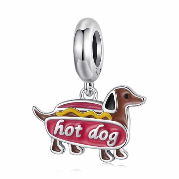S925 Sterling Silver Funny Dachshund Jewelry Pendant Animal Beads – Bild 1