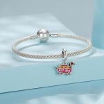 S925 Sterling Silver Funny Dachshund Jewelry Pendant Animal Beads – Bild 5