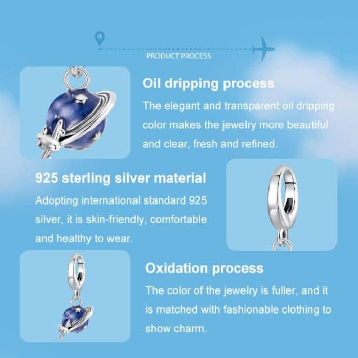 S925 Sterling Silver Global Travel Pendant Openable Buckle Head Beads – Bild 4