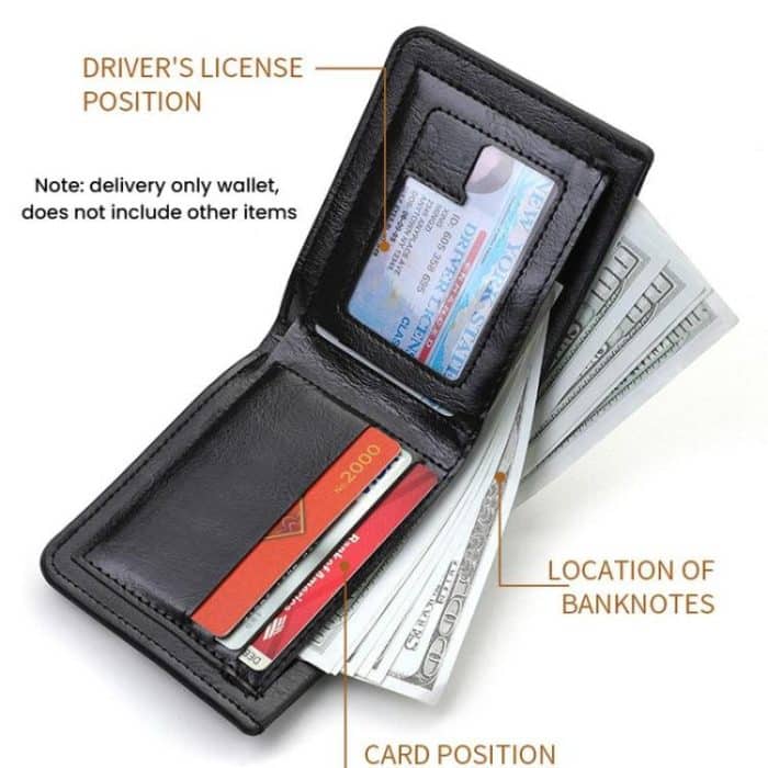 Men Leather Wallet Can Put Driver License Leather Short Money Clip Purse – Bild 7
