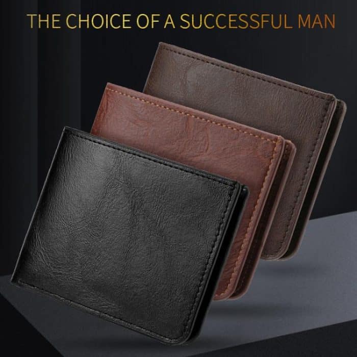 Men Leather Wallet Can Put Driver License Leather Short Money Clip Purse – Bild 8