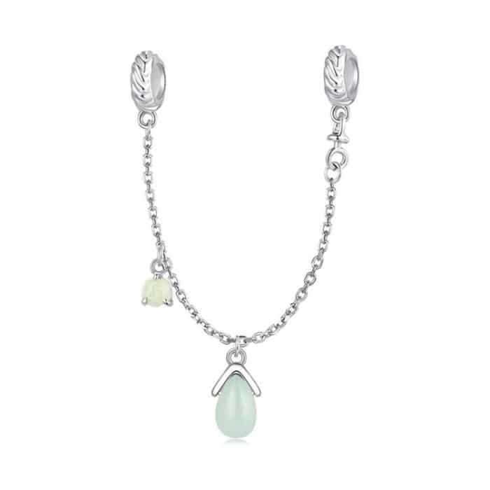 TBD0605892301A.jpg S925 Sterling Silver Water Drop Stone Safety Chain Bracelet Bead Accessories – Bild 1