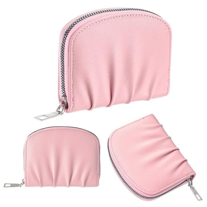 Women Wallet Pleated Sense PU Zipper Short Wallet Simple Solid Color Coin Purse – Bild 3
