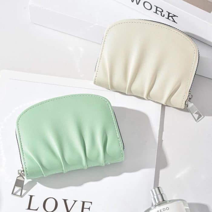 Women Wallet Pleated Sense PU Zipper Short Wallet Simple Solid Color Coin Purse – Bild 7
