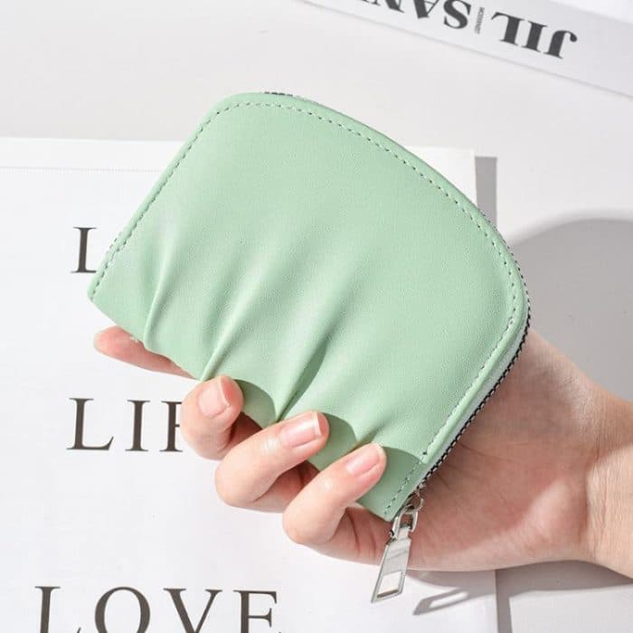 Women Wallet Pleated Sense PU Zipper Short Wallet Simple Solid Color Coin Purse – Bild 9
